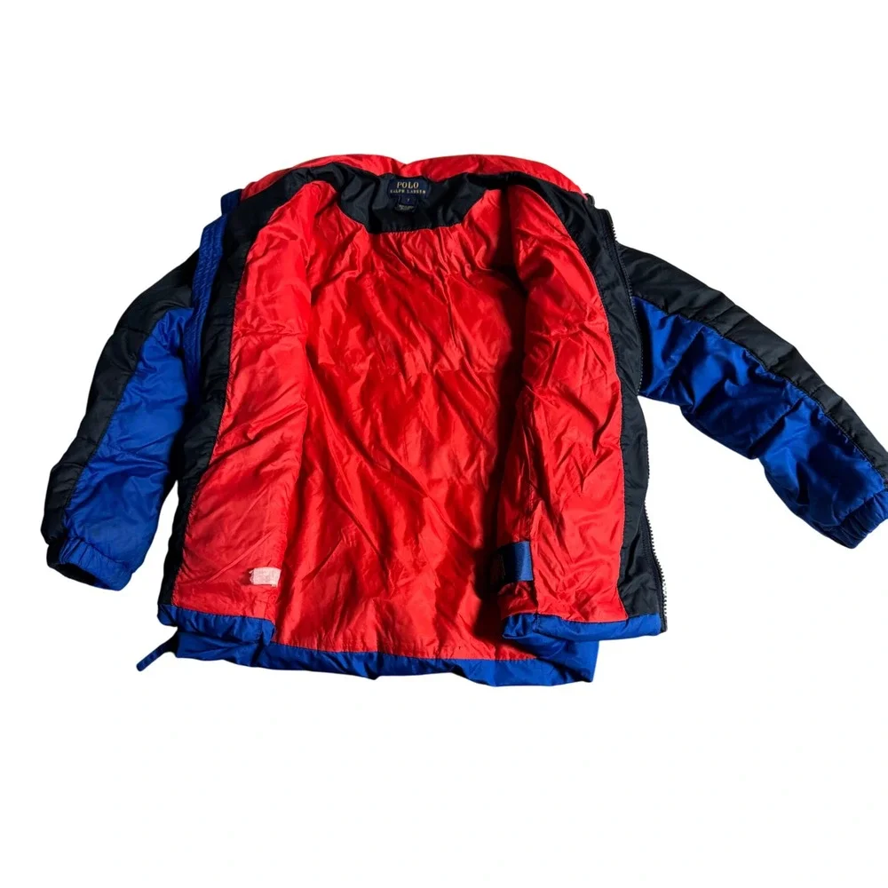Kids Polo Ralph Lauren Puffer Jacket Blue Black Red Logo Size‎ 7